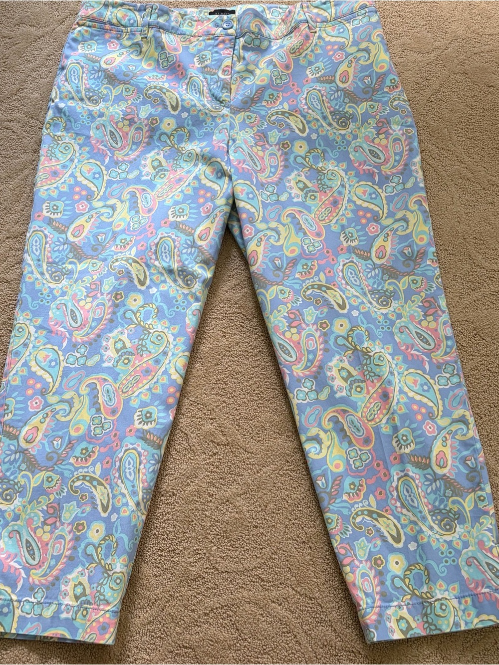 Talbots Pastel Paisley Cropped Jeans in Light Blue Size 16